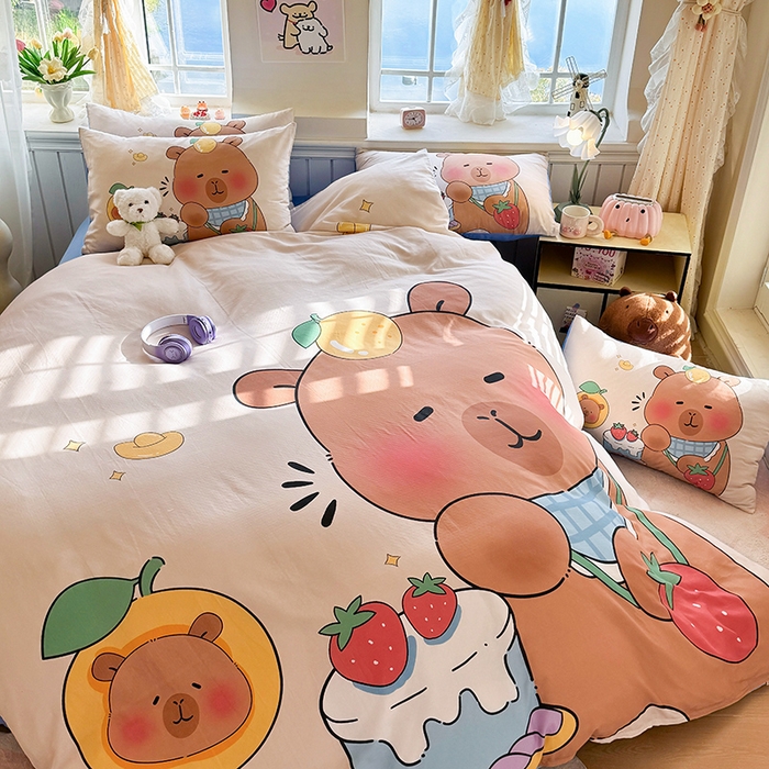 91家纺网 家纺一手货源 找家纺 馨语家居 2025新款全棉双层纱四件套 幸运巴拉