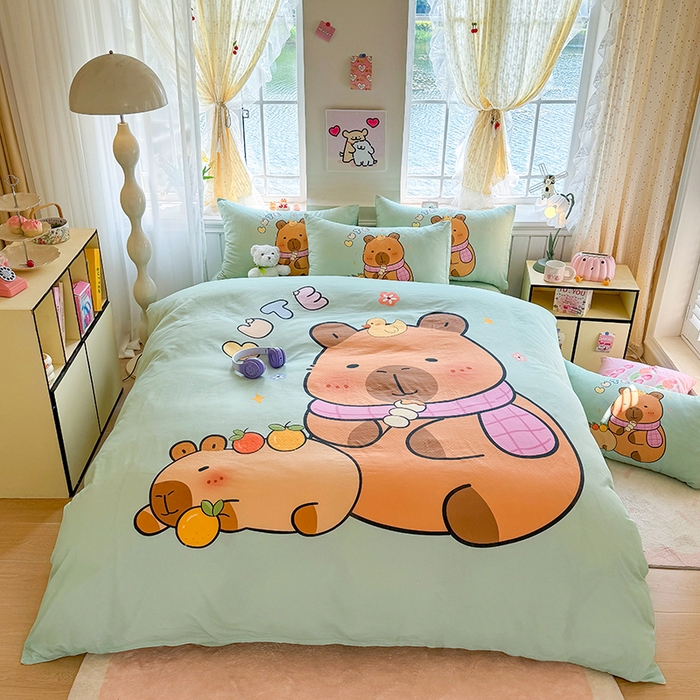 91家纺网 家纺一手货源 找家纺 馨语家居 2025新款全棉双层纱四件套 美食巴拉