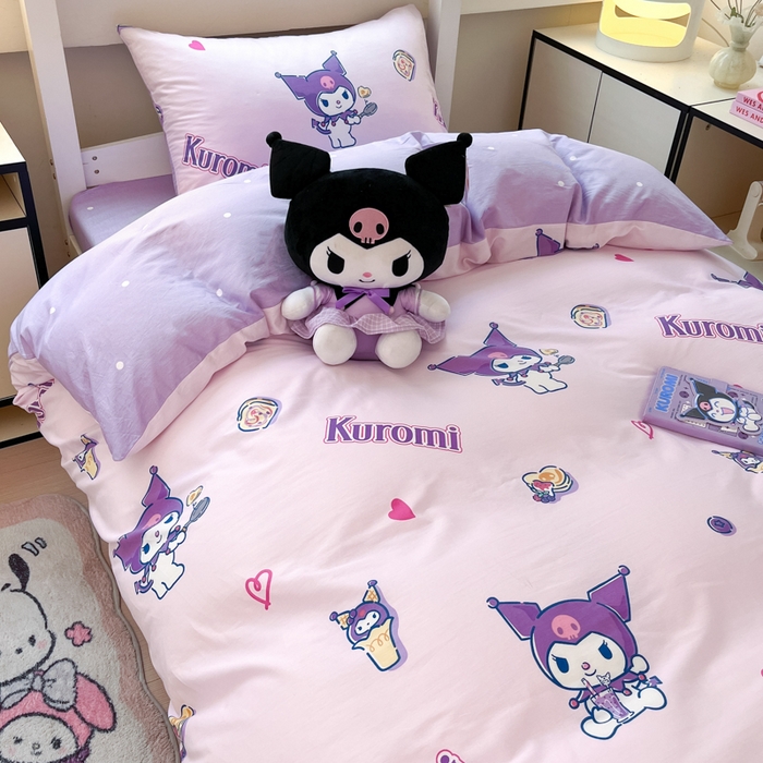 91家纺网 家纺一手货源 找家纺 暮思家居 2025新款三丽鸥授权全棉少女印花系列学生宿舍三件套四件套 甜甜库洛米