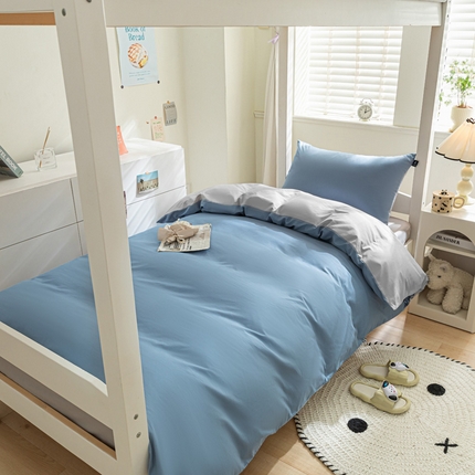 91家纺网 家纺一手货源 找家纺 （总）涵宸家纺 2025新款全棉拼色纯色宿舍套件-米兰