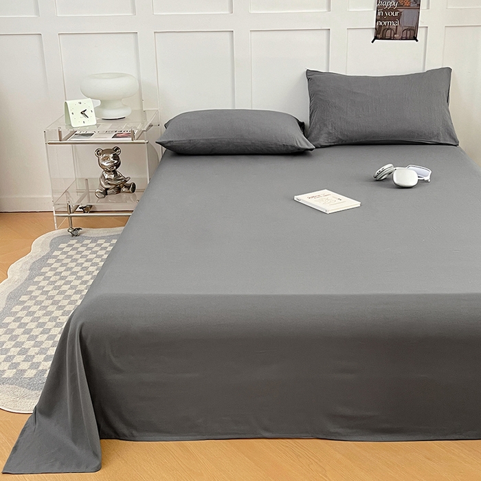 91家纺网 家纺一手货源 找家纺 卡迪熊家纺2025新款水洗m床单 银优灰