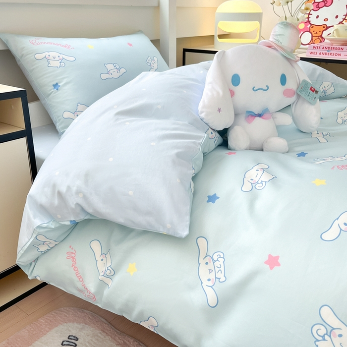 91家纺网 家纺一手货源 找家纺 暮思家居 2025新款三丽鸥授权全棉少女印花系列学生宿舍三件套四件套 星星玉桂狗