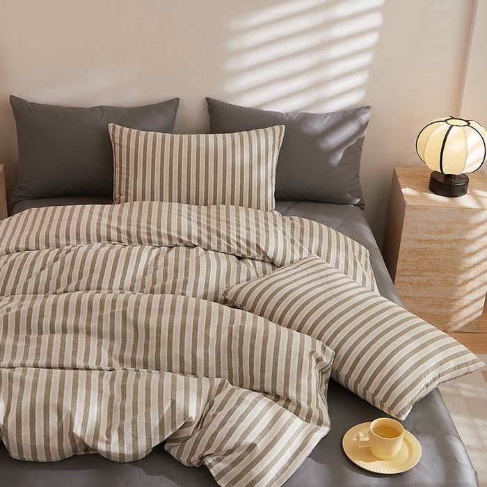 91家纺网 家纺一手货源 找家纺 DoDo 兜兜 2025新款全棉纯棉水洗棉四件套【可定做尺寸】 北辰-灰