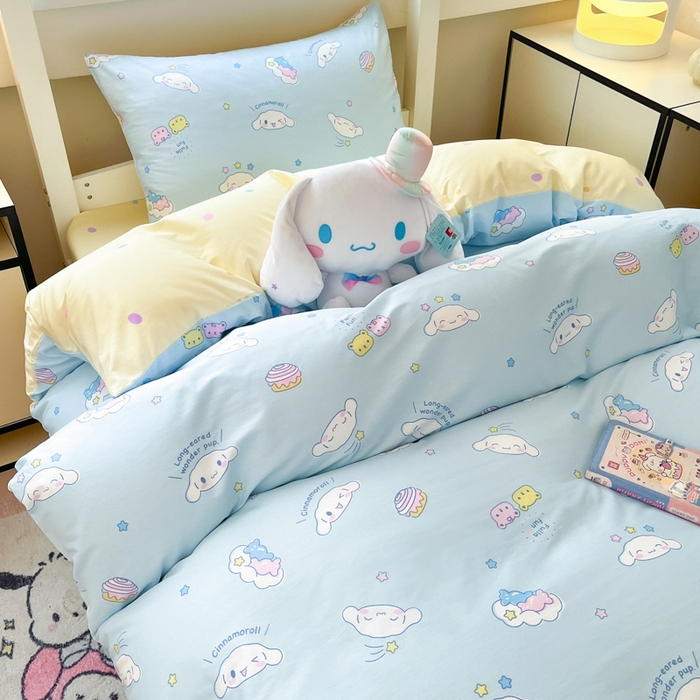 91家纺网 家纺一手货源 找家纺 暮思家居 2025新款三丽鸥授权全棉少女印花系列学生宿舍三件套四件套 云朵大耳狗