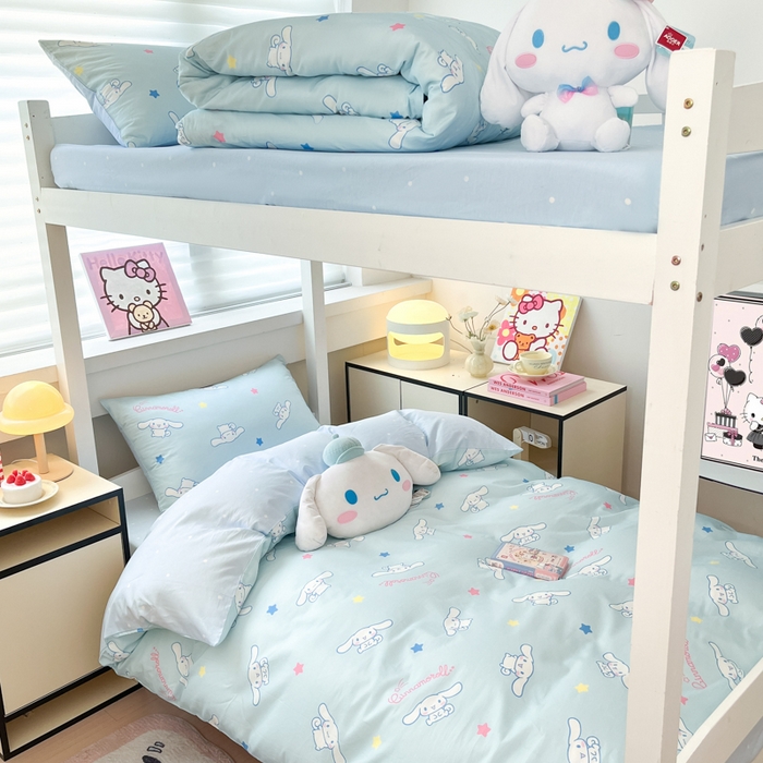 91家纺网 家纺一手货源 找家纺 暮思家居 2025新款三丽鸥授权全棉少女印花系列学生宿舍三件套四件套 星星玉桂狗