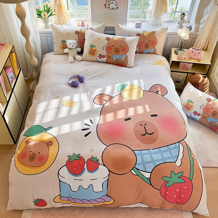 91家纺网 家纺一手货源 找家纺 馨语家居 2025新款全棉双层纱四件套 幸运巴拉