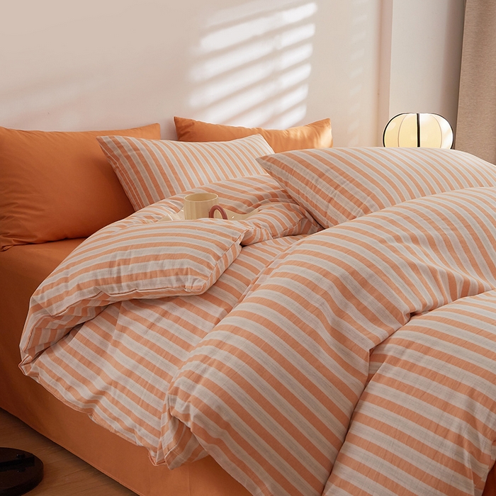 91家纺网 家纺一手货源 找家纺 DoDo 兜兜 2025新款全棉纯棉水洗棉四件套【可定做尺寸】 北辰-桔