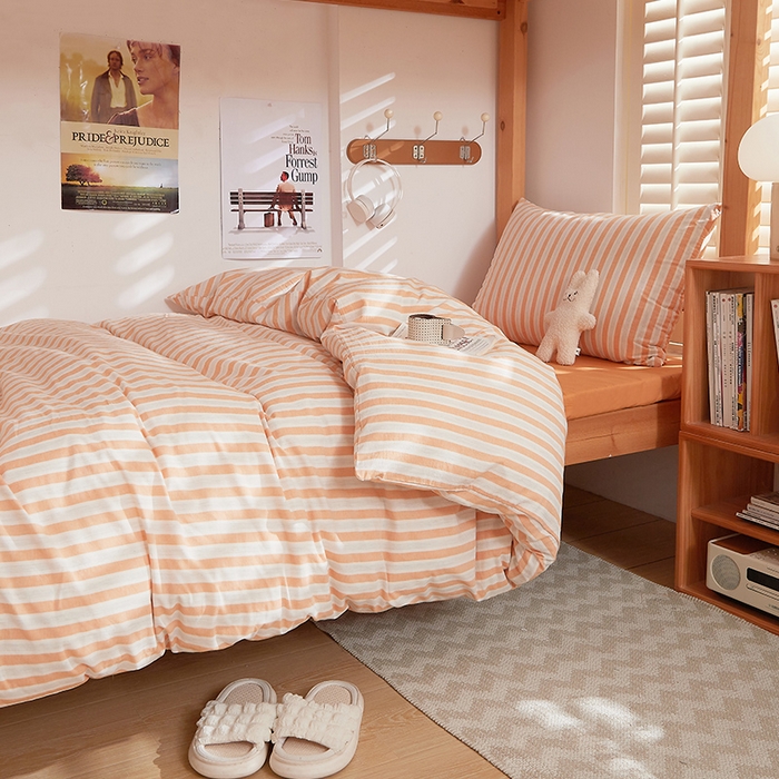 91家纺网 家纺一手货源 找家纺 DoDo 兜兜 2025新款全棉纯棉水洗棉学生三件套【可定做尺寸】    北辰-桔