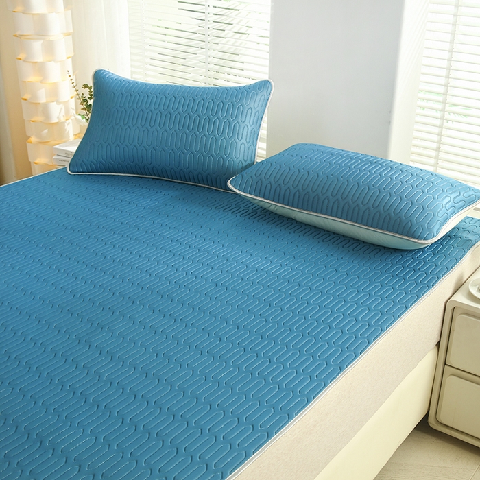 91家纺网 家纺一手货源 找家纺 天之悦家纺 2025新品记忆棉凉席三件套0.4cm家用学生宿舍凉席套件 蓝色