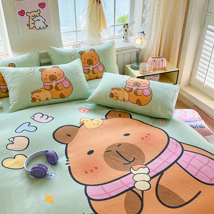 91家纺网 家纺一手货源 找家纺 馨语家居 2025新款全棉双层纱四件套 美食巴拉