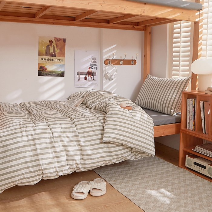 91家纺网 家纺一手货源 找家纺 DoDo 兜兜 2025新款全棉纯棉水洗棉学生三件套【可定做尺寸】    北辰-灰