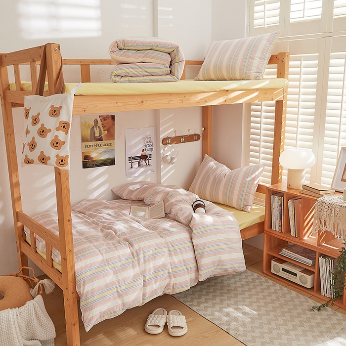 91家纺网 家纺一手货源 找家纺 DoDo 兜兜 2025新款全棉纯棉水洗棉学生三件套【可定做尺寸】    伊娃-黄蓝