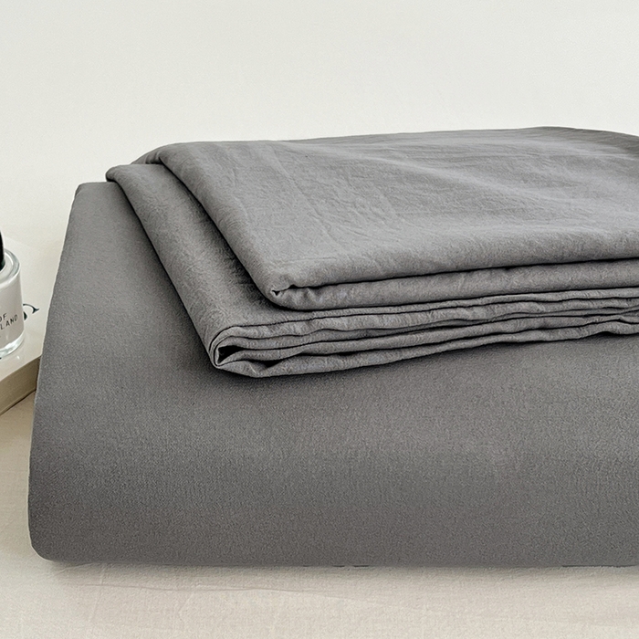 91家纺网 家纺一手货源 找家纺 卡迪熊家纺2025新款水洗m床单 银优灰