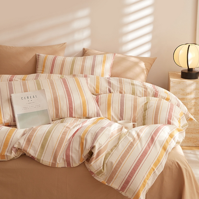 91家纺网 家纺一手货源 找家纺 DoDo 兜兜 2025新款全棉纯棉水洗棉四件套【可定做尺寸】 里威-深咖