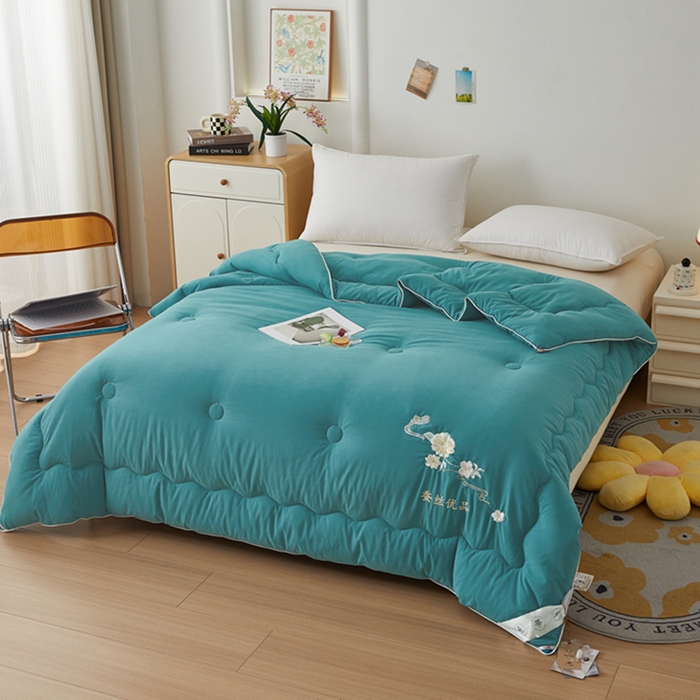 91家纺网 家纺一手货源 找家纺 喜糯糯 2025年新款春秋蛋白棉加厚款被子被芯四季被子被芯直播供货 松石绿