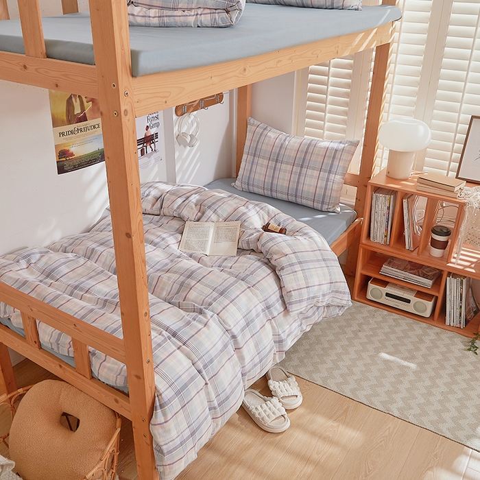 91家纺网 家纺一手货源 找家纺 DoDo 兜兜 2025新款全棉纯棉水洗棉学生三件套【可定做尺寸】    森沐-蓝