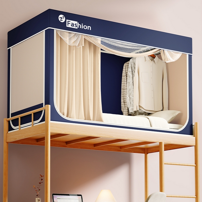 91家纺网 家纺一手货源 找家纺 澳萝拉 2025新款纯色梭织遮光床帘学生宿舍上下铺蚊帐-3D建模图无涂层不覆膜 藏青+卡其