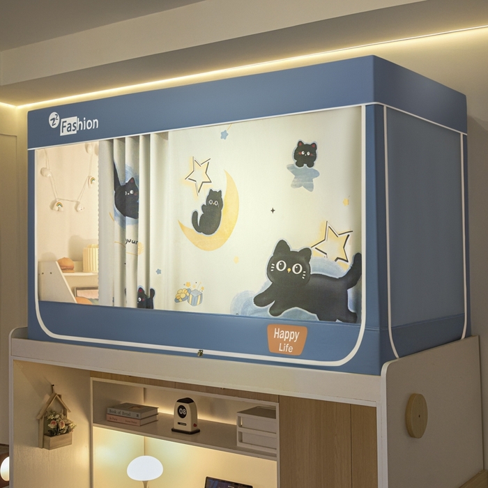 91家纺网 家纺一手货源 找家纺 （总）澳萝拉 2025新款印花植绒遮光床帘学生宿舍上下铺蚊帐-无涂层不覆膜（稳定供货 量小也不缺）