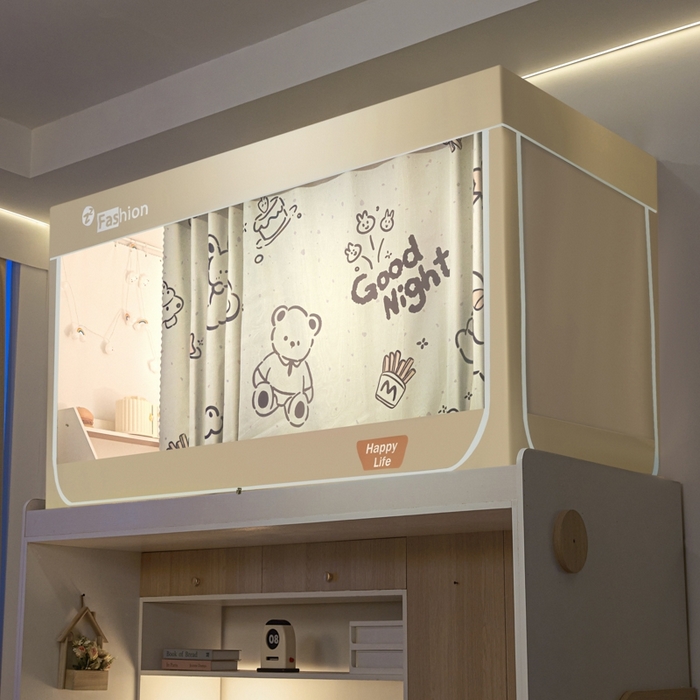 91家纺网 家纺一手货源 找家纺 （总）澳萝拉 2025新款印花植绒遮光床帘学生宿舍上下铺蚊帐-无涂层不覆膜（稳定供货 量小也不缺）