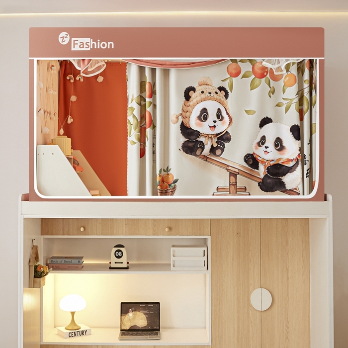 91家纺网 家纺一手货源 找家纺 澳萝拉 2025新款印花植绒遮光床帘学生宿舍上下铺蚊帐-无涂层不覆膜 平安喜乐