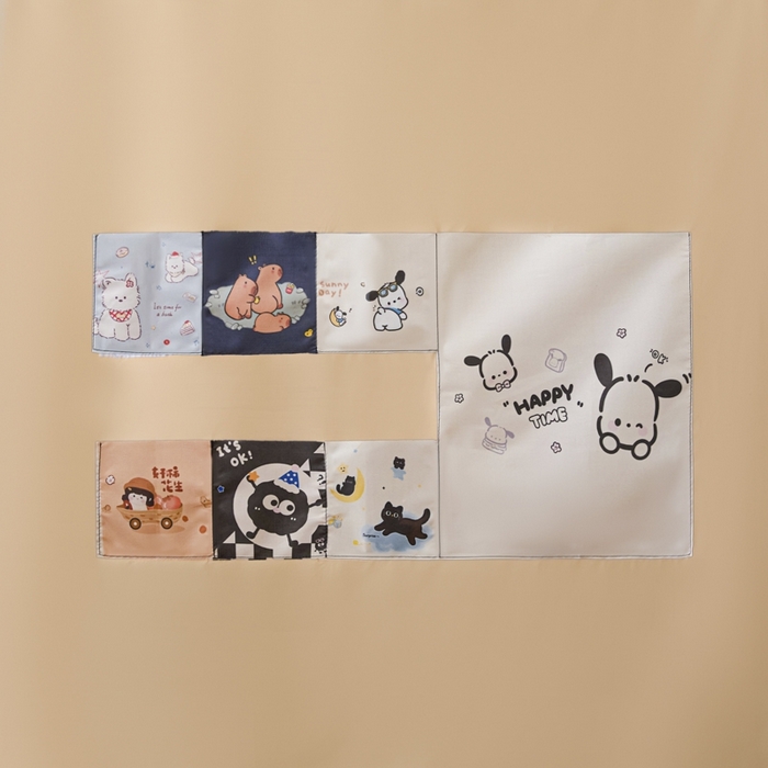 91家纺网 家纺一手货源 找家纺 澳萝拉 2025新款印花植绒遮光床帘学生宿舍上下铺蚊帐-无涂层不覆膜 叠叠猫