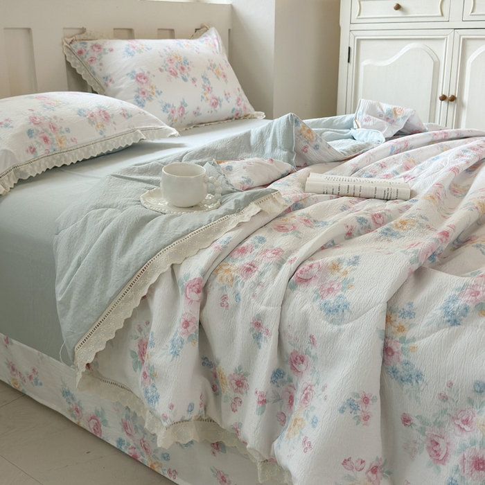 91家纺网 家纺一手货源 找家纺 （总）玉海棠家纺 2025新款全棉花边云感双层纱夏被被子被芯