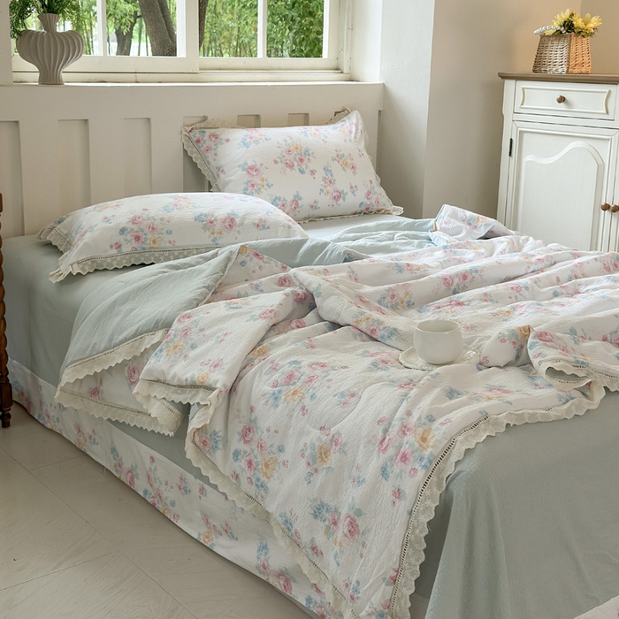 91家纺网 家纺一手货源 找家纺 （总）玉海棠家纺 2025新款全棉花边云感双层纱夏被被子被芯