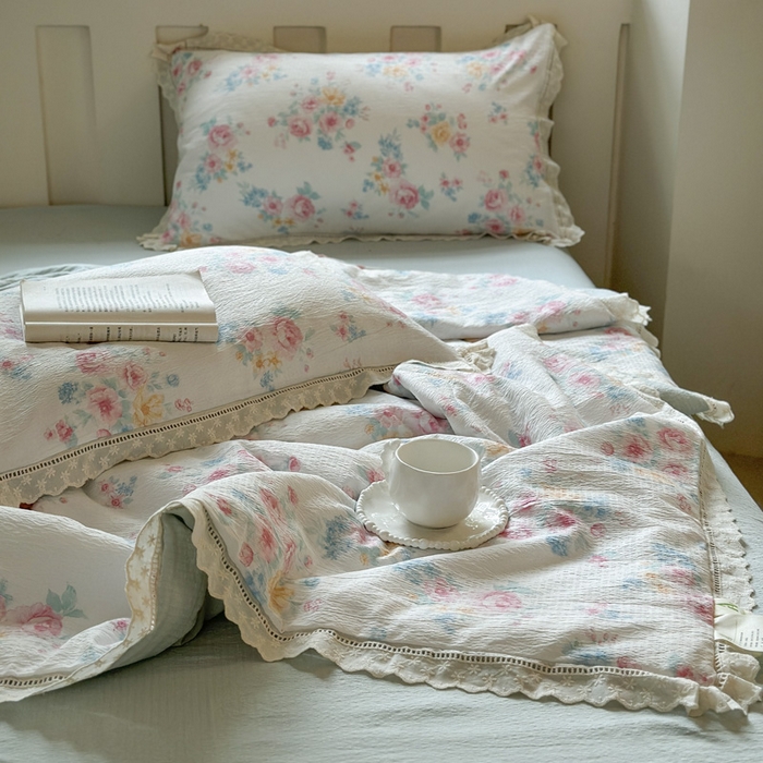 91家纺网 家纺一手货源 找家纺 （总）玉海棠家纺 2025新款全棉花边云感双层纱夏被被子被芯