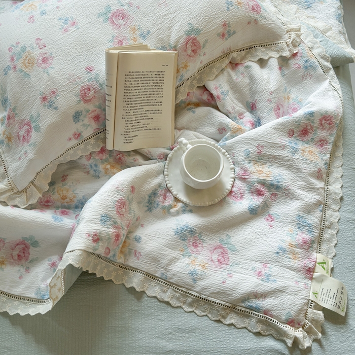 91家纺网 家纺一手货源 找家纺 （总）玉海棠家纺 2025新款全棉花边云感双层纱夏被被子被芯