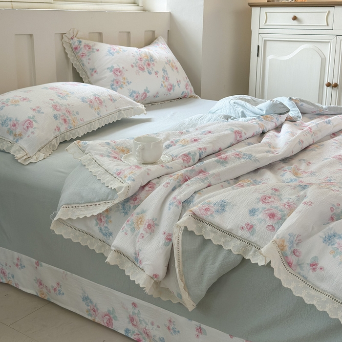 91家纺网 家纺一手货源 找家纺 （总）玉海棠家纺 2025新款全棉花边云感双层纱夏被被子被芯