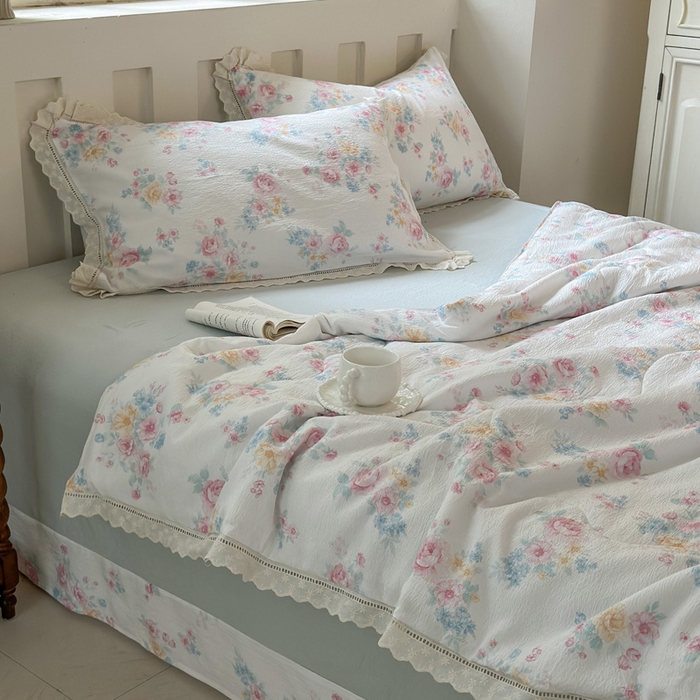 91家纺网 家纺一手货源 找家纺 （总）玉海棠家纺 2025新款全棉花边云感双层纱夏被被子被芯