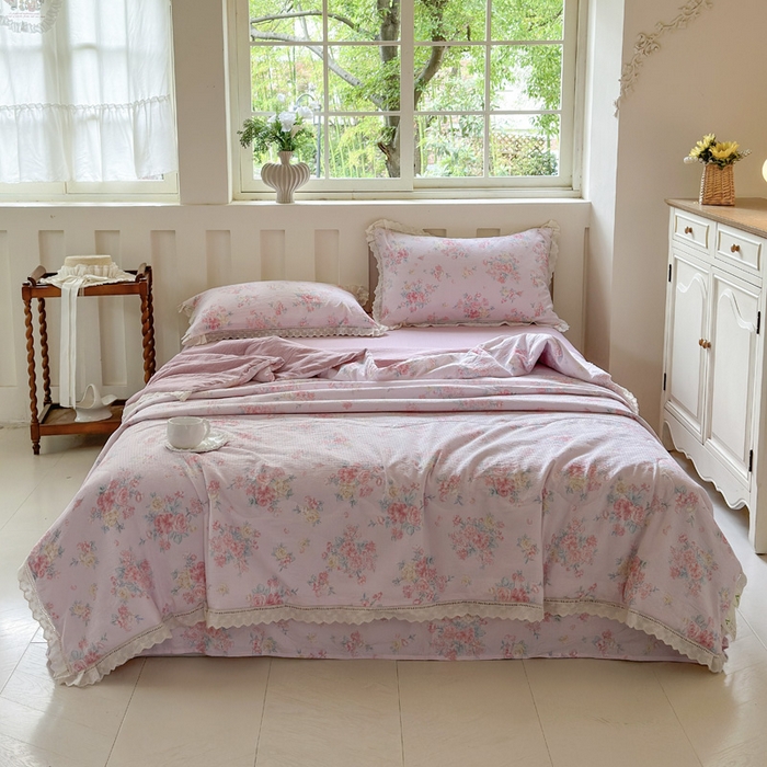 91家纺网 家纺一手货源 找家纺 （总）玉海棠家纺 2025新款全棉花边云感双层纱夏被被子被芯