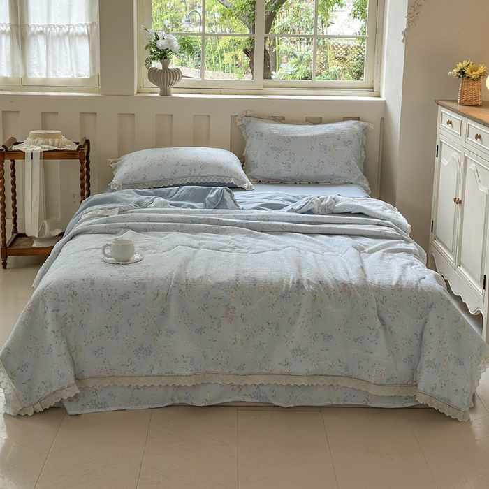 91家纺网 家纺一手货源 找家纺 （总）玉海棠家纺 2025新款全棉花边云感双层纱夏被被子被芯