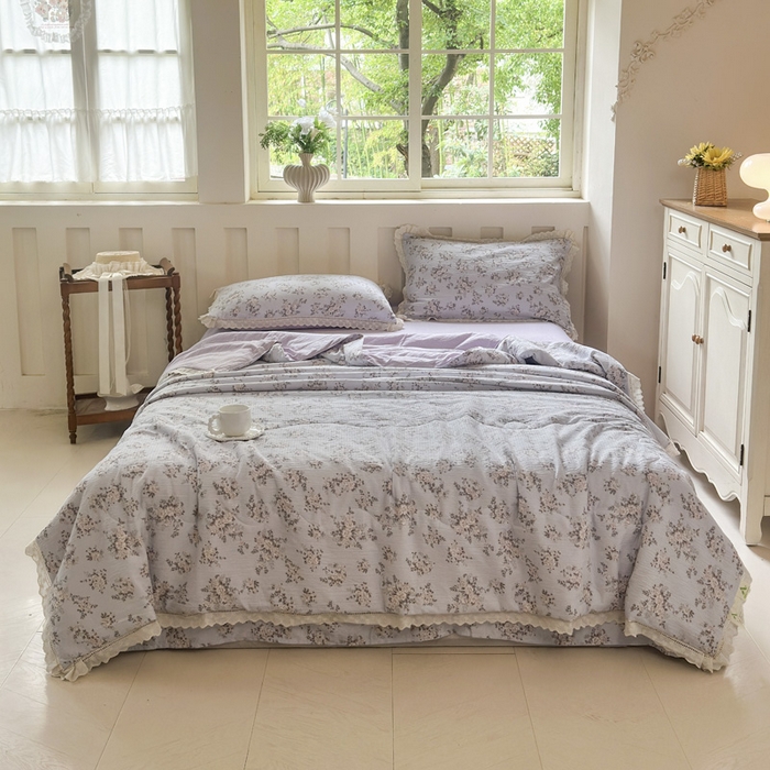 91家纺网 家纺一手货源 找家纺 （总）玉海棠家纺 2025新款全棉花边云感双层纱夏被被子被芯