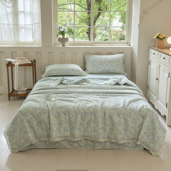 91家纺网 家纺一手货源 找家纺 （总）玉海棠家纺 2025新款全棉花边云感双层纱夏被被子被芯