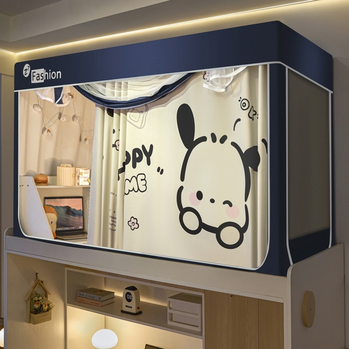 91家纺网 家纺一手货源 找家纺 澳萝拉 2025新款印花植绒遮光床帘学生宿舍上下铺蚊帐-无涂层不覆膜 小狗多乐