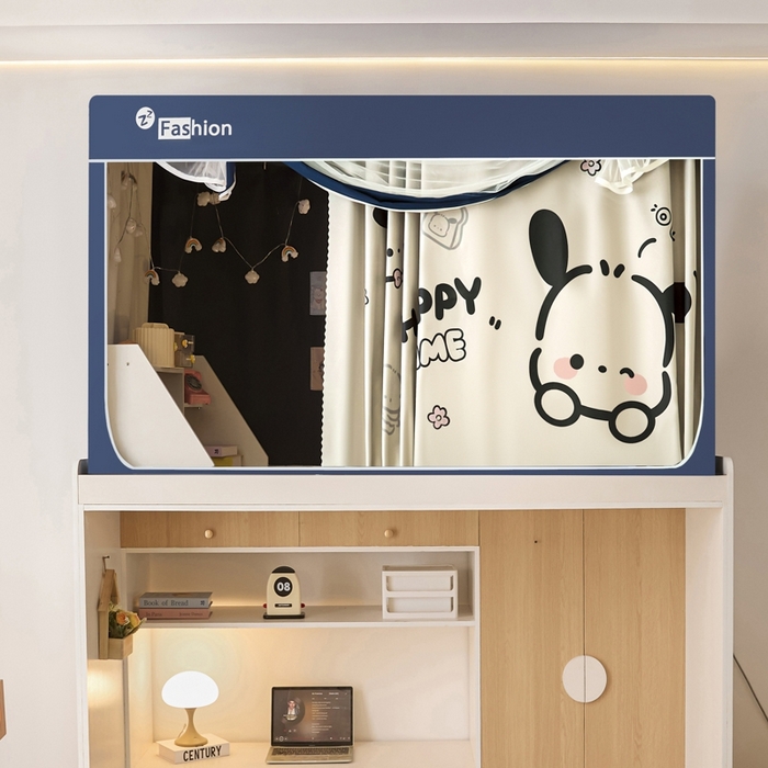 91家纺网 家纺一手货源 找家纺 澳萝拉 2025新款印花植绒遮光床帘学生宿舍上下铺蚊帐-无涂层不覆膜 小狗多乐