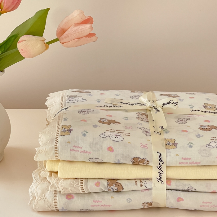 91家纺网 家纺一手货源 找家纺 （总）玉海棠家纺 2025新款云感双层纱花边四件套