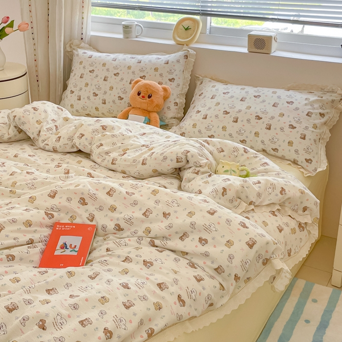 91家纺网 家纺一手货源 找家纺 （总）玉海棠家纺 2025新款云感双层纱花边四件套