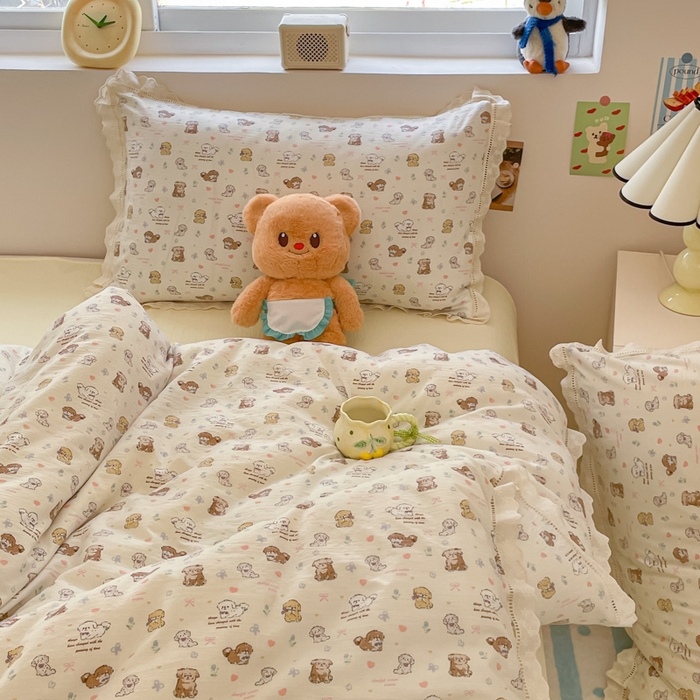 91家纺网 家纺一手货源 找家纺 （总）玉海棠家纺 2025新款云感双层纱花边四件套