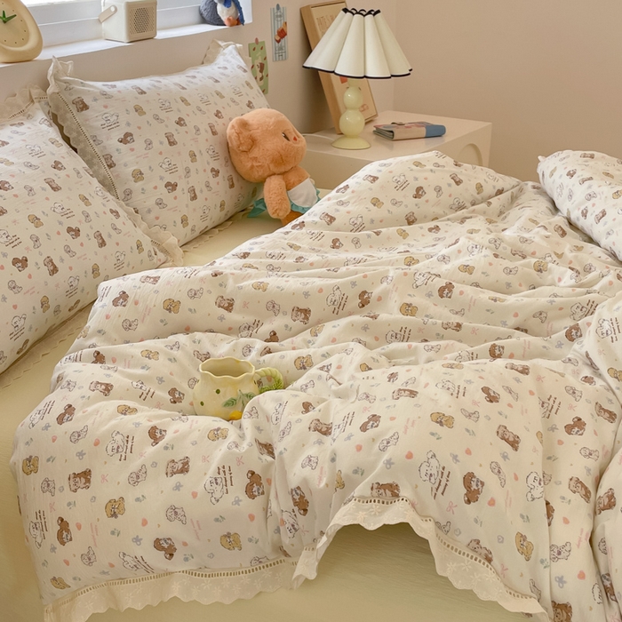 91家纺网 家纺一手货源 找家纺 （总）玉海棠家纺 2025新款云感双层纱花边四件套