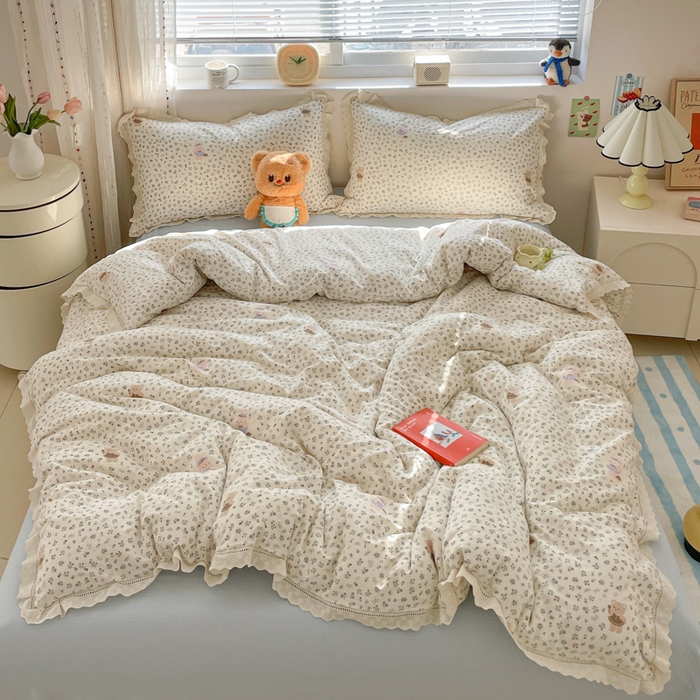 91家纺网 家纺一手货源 找家纺 （总）玉海棠家纺 2025新款云感双层纱花边四件套