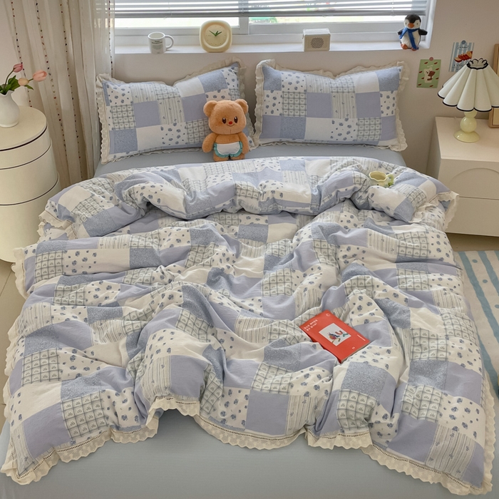 91家纺网 家纺一手货源 找家纺 （总）玉海棠家纺 2025新款云感双层纱花边四件套