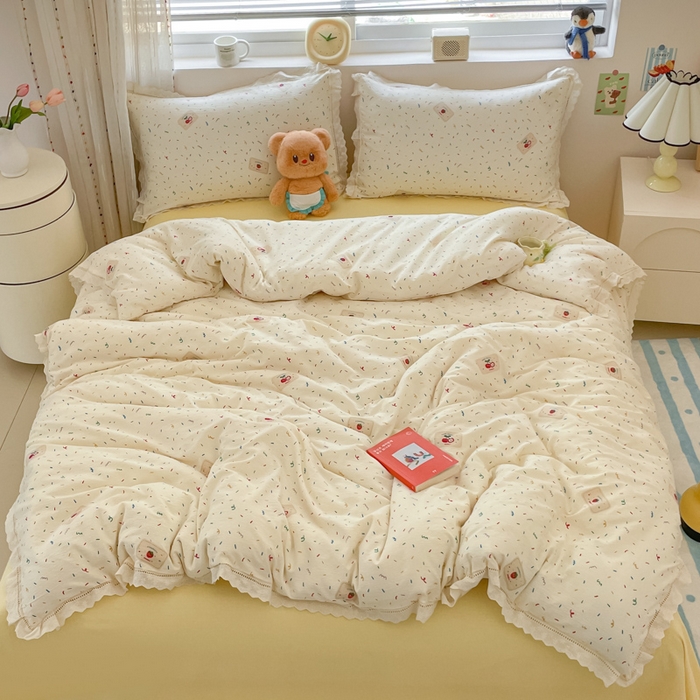 91家纺网 家纺一手货源 找家纺 （总）玉海棠家纺 2025新款云感双层纱花边四件套