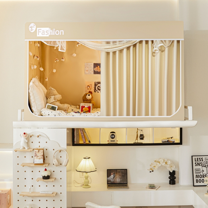 91家纺网 家纺一手货源 找家纺 澳萝拉 2025新款纯色梭织遮光床帘学生宿舍上下铺蚊帐-无涂层不覆膜 卡其