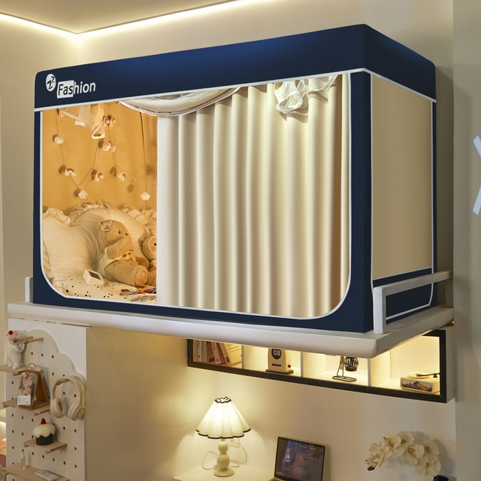 91家纺网 家纺一手货源 找家纺 澳萝拉 2025新款纯色梭织遮光床帘学生宿舍上下铺蚊帐-无涂层不覆膜 藏青+卡其