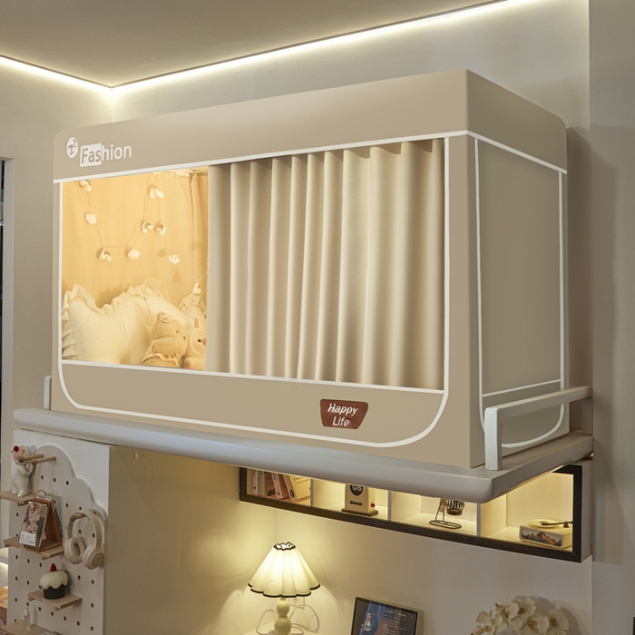 91家纺网 家纺一手货源 找家纺 澳萝拉 2025新款纯色梭织遮光床帘学生宿舍上下铺蚊帐-无涂层不覆膜 卡其