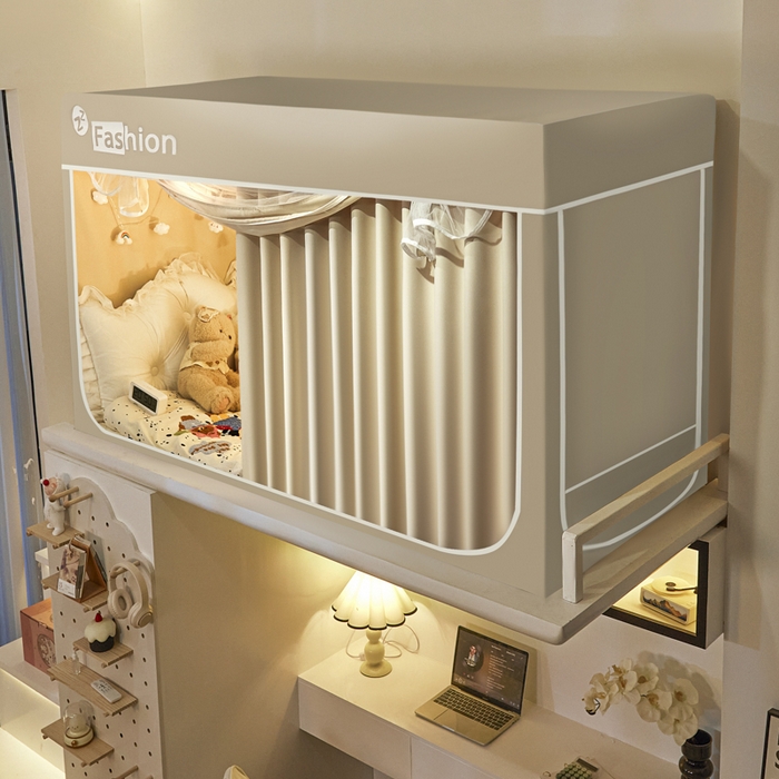 91家纺网 家纺一手货源 找家纺 澳萝拉 2025新款纯色梭织遮光床帘学生宿舍上下铺蚊帐-无涂层不覆膜 卡其