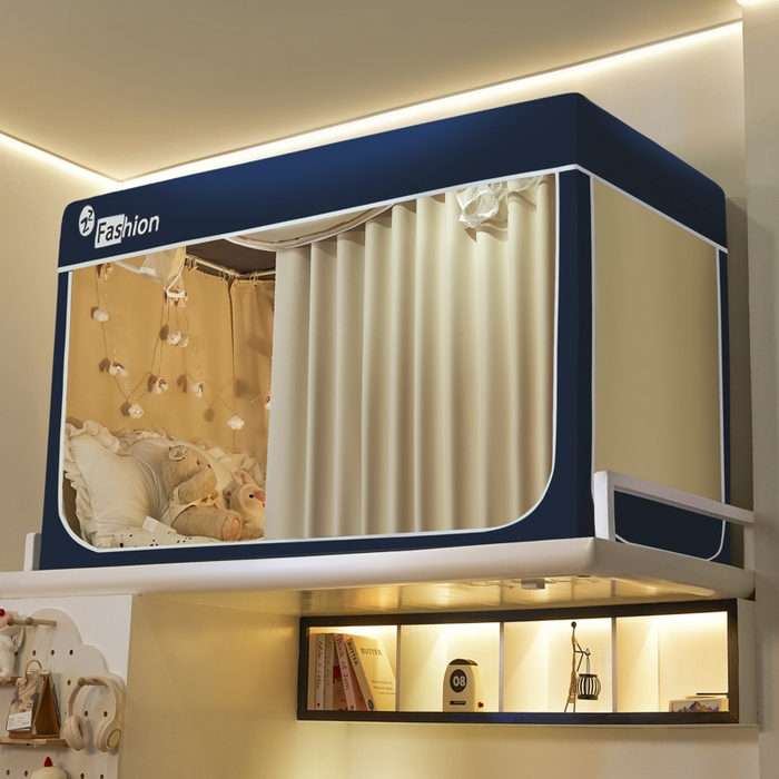 91家纺网 家纺一手货源 找家纺 澳萝拉 2025新款纯色梭织遮光床帘学生宿舍上下铺蚊帐-无涂层不覆膜 藏青+卡其