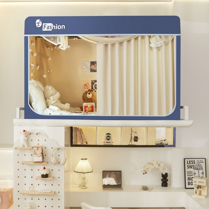 91家纺网 家纺一手货源 找家纺 澳萝拉 2025新款纯色梭织遮光床帘学生宿舍上下铺蚊帐-无涂层不覆膜 藏青+卡其